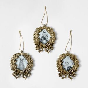 Set of 3 Wreath Picture Frame Christmas Ornaments Threshold with Studio McGee